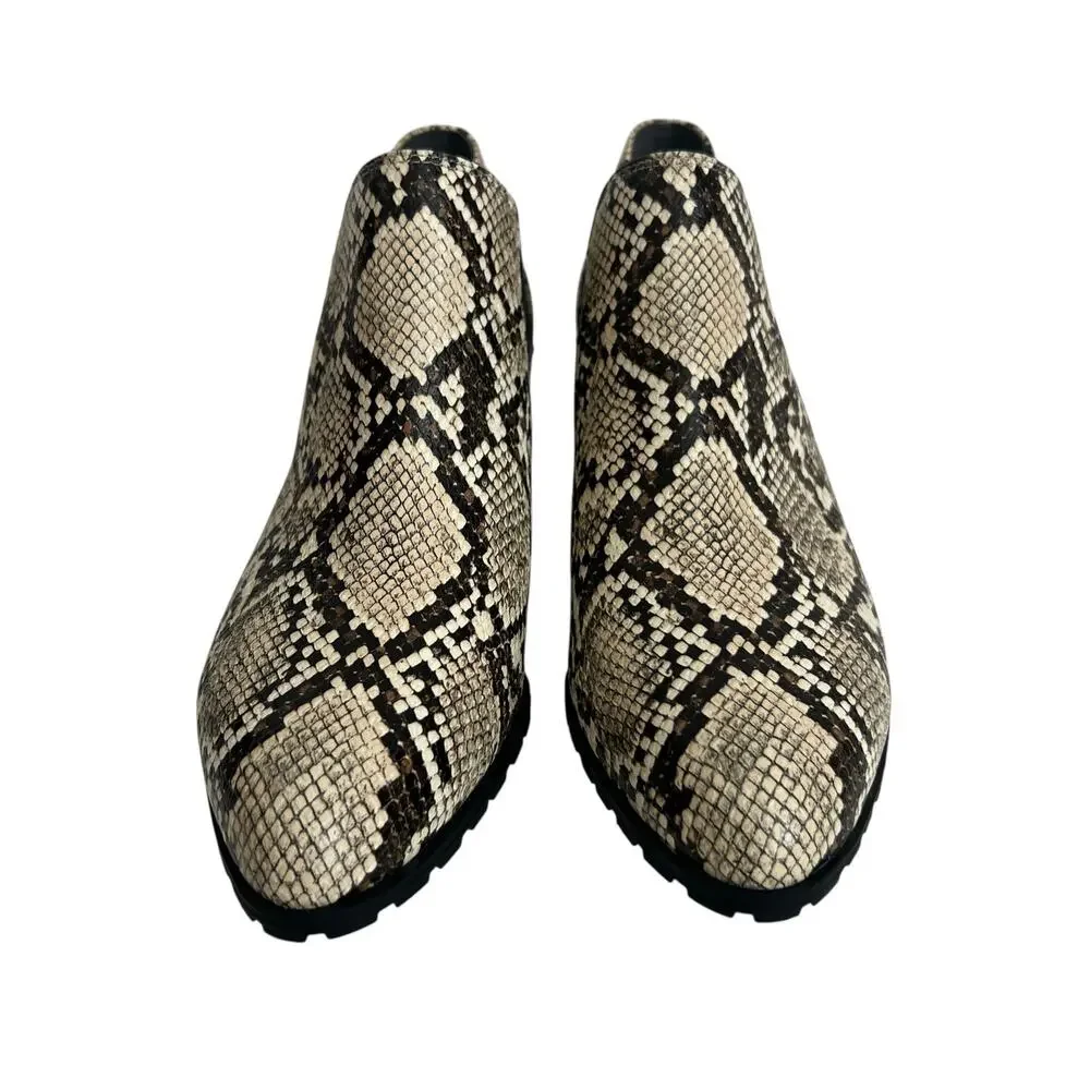 Vionic Belmont Snake Embossed Leather Ankle Booties Size 7.5